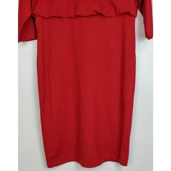 J.McLaughlin Tinley sheath dress classic red dolman sleeve stretch holiday party