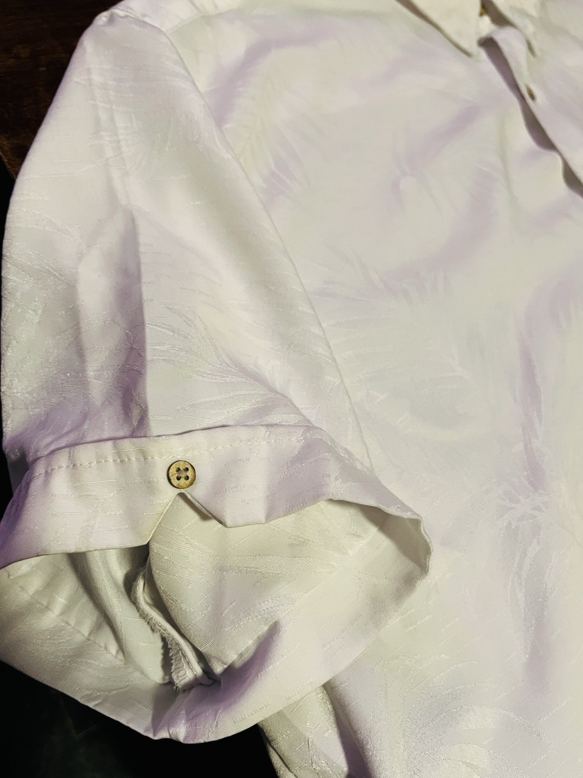 XL Cubavera White/ White Floral Short Sleeve Button Down With Collar