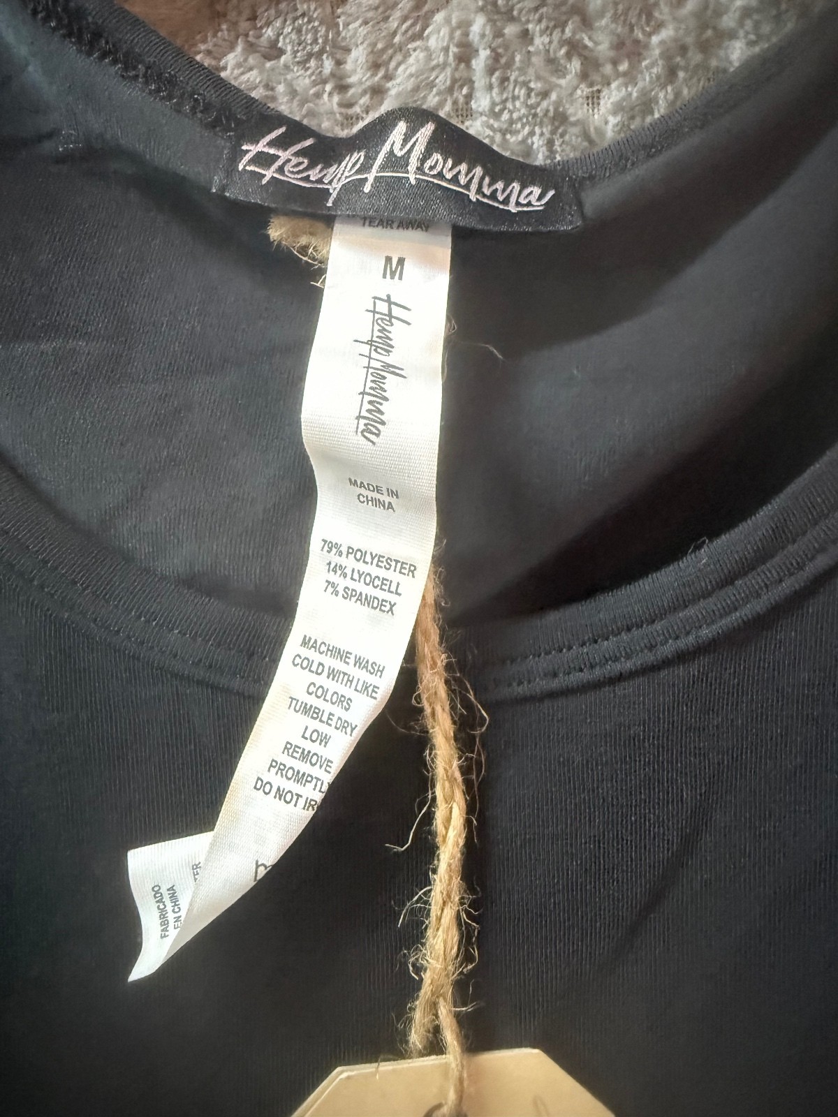 Hemp Momma Celia Tank Top Black Heather Size M