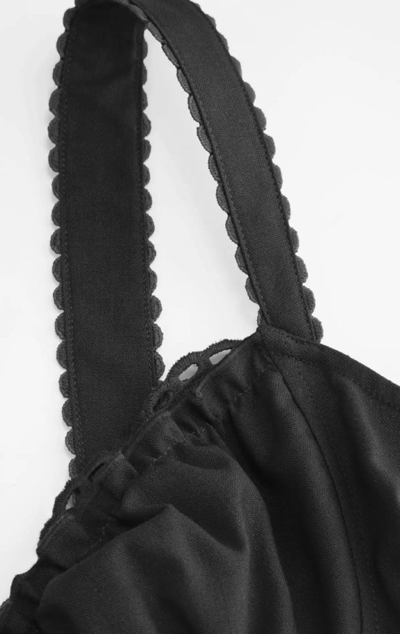 Cider Cotton-blend U-neckline Ruffled Lace Up Flared Maxi