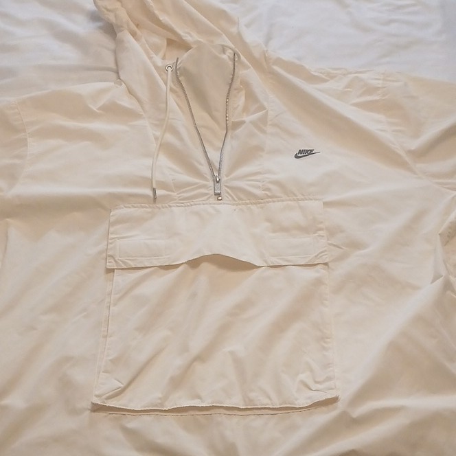 Nike Men’s Beige Hooded Half-Zip Pullover Windbreaker Jacket Polyester 2XL
