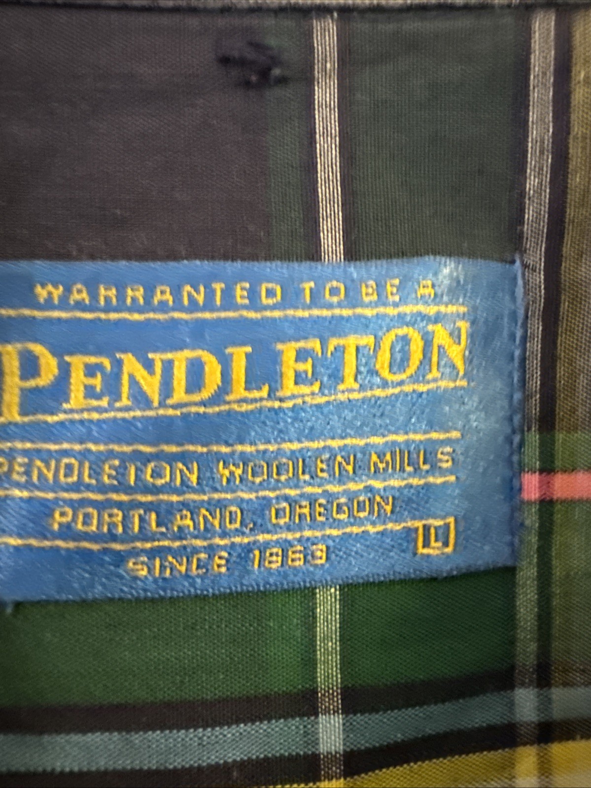 Pendleton Shirt Mens XL Button Down Short Sleeve Blue Green Plaid Check Cotton