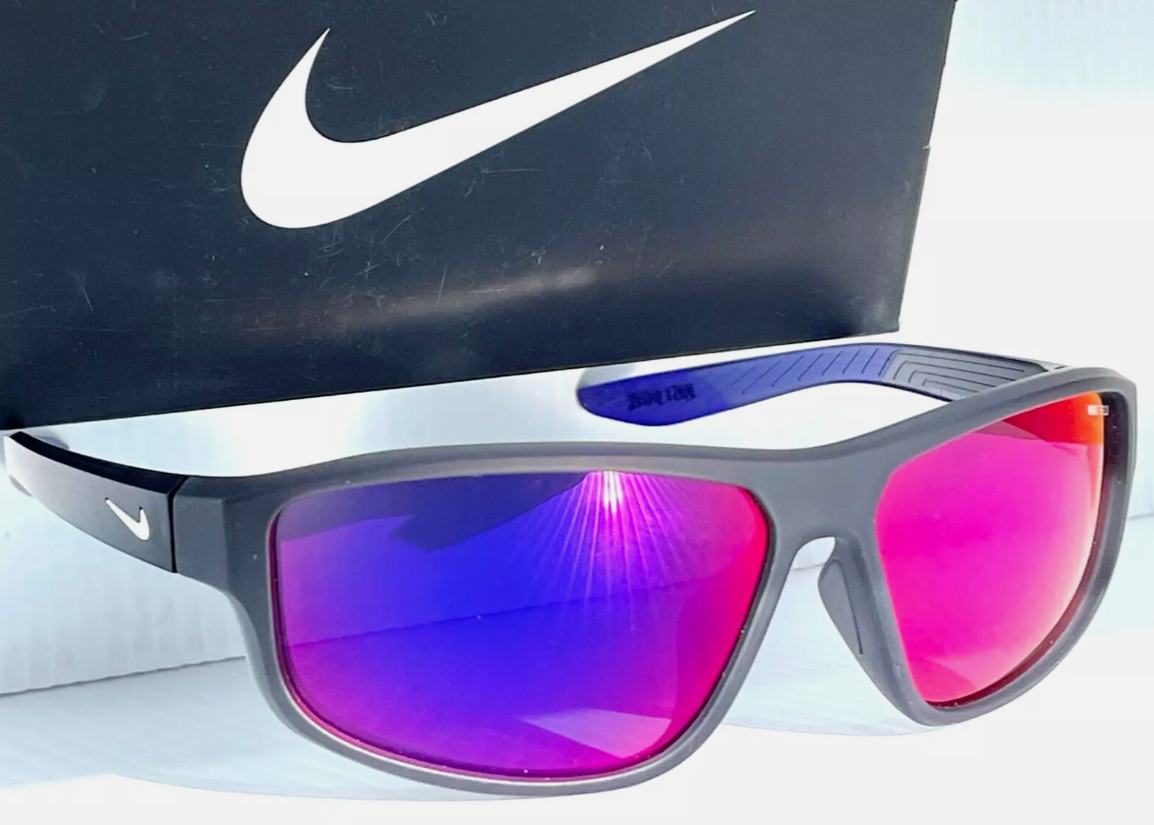 NEW Nike BRAZEN FUEL Matte Grey Frame Field Tint Red Lens Sunglass DJ0804 021