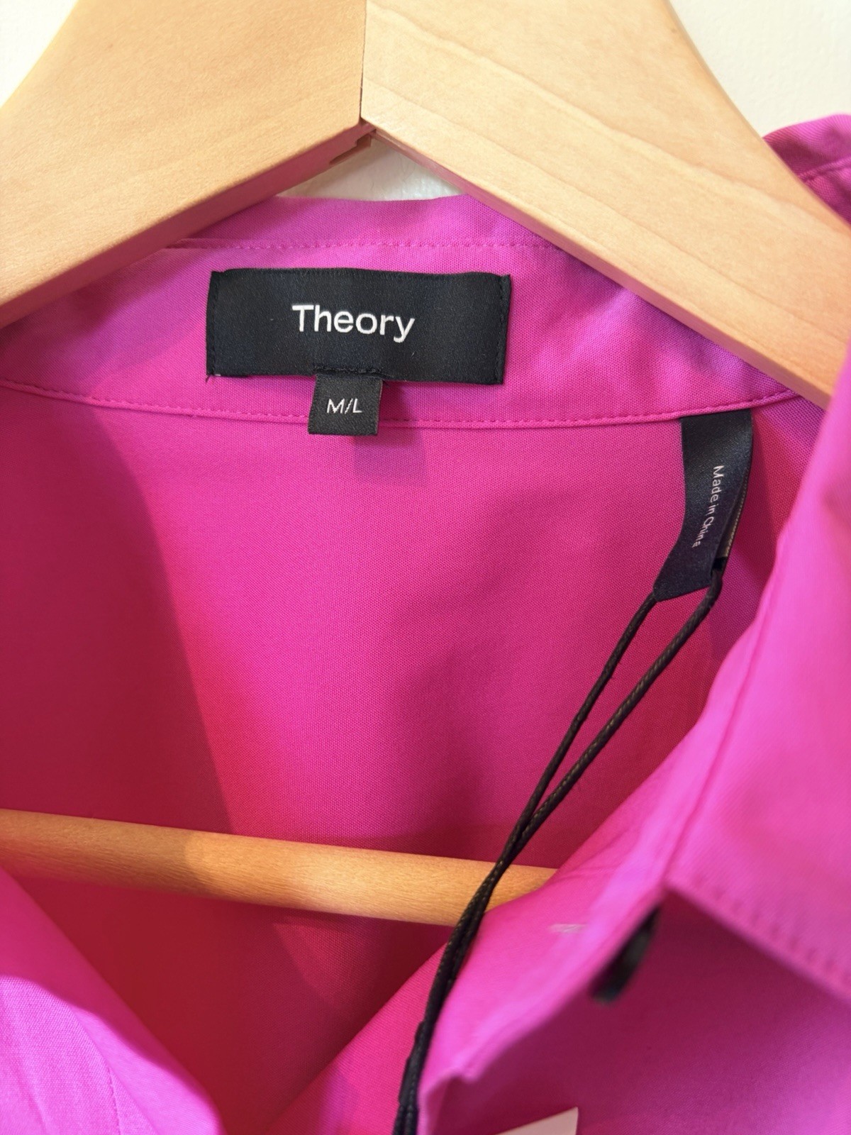 NWT Theory Oversized Shirt Pink Carnation Luxe N0104537 Size M/L Orig. $325