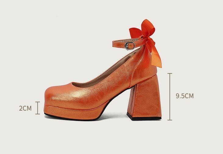 Women’s Square Toe Platform Block Heel Bow Shoes Dress Party Prom Pump Plus Size