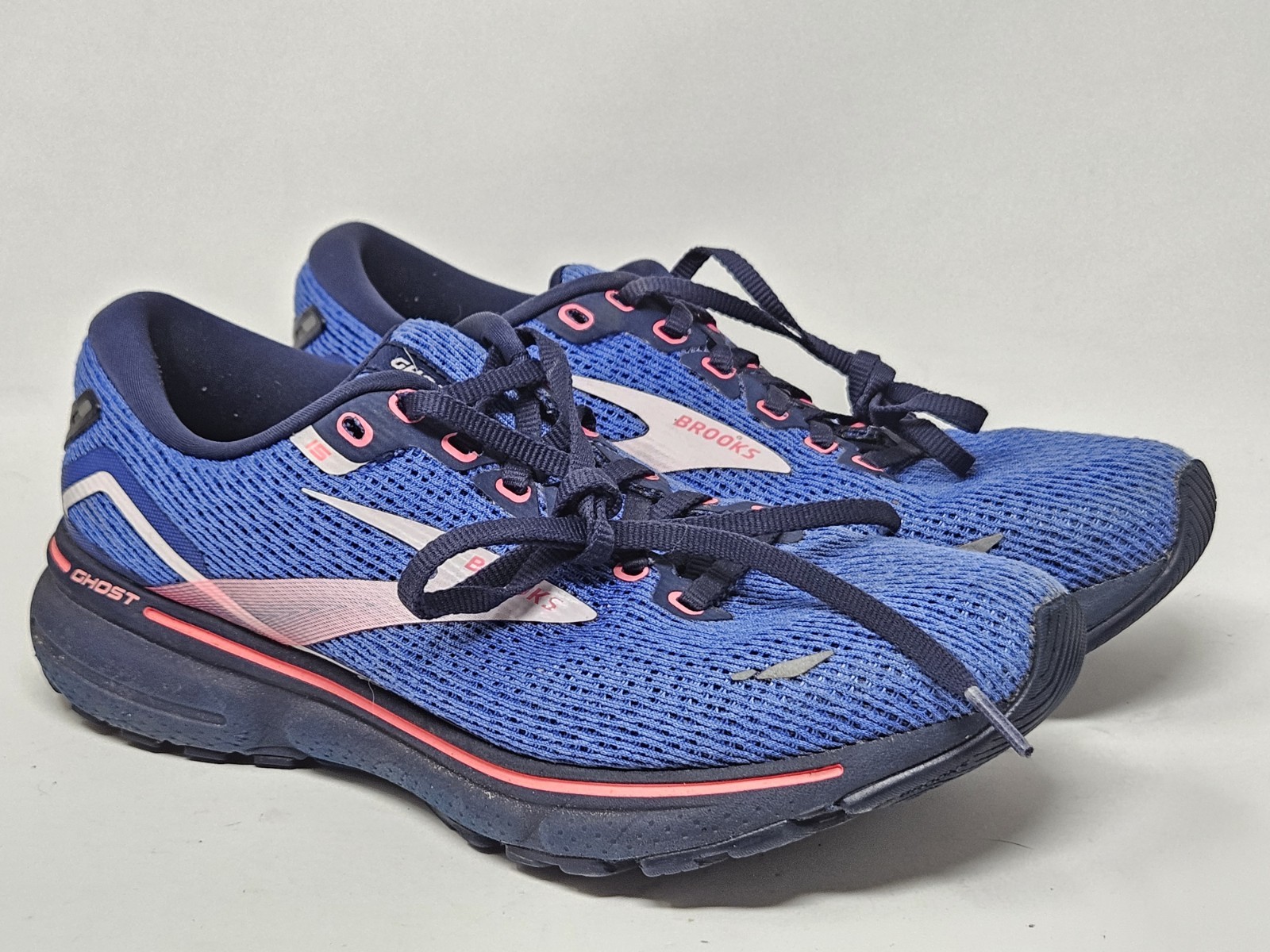 Brooks Ghost 15 Shoes Women’s 8.5 B Blue Peacoat Pink Running Athletic Sneakers