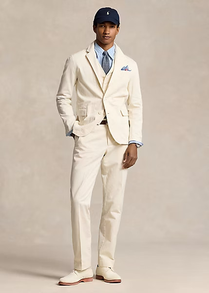 POLO RALPH LAUREN Modern Fit Washed Twill Suit Jacket, Off White, Size 38 R NWOT
