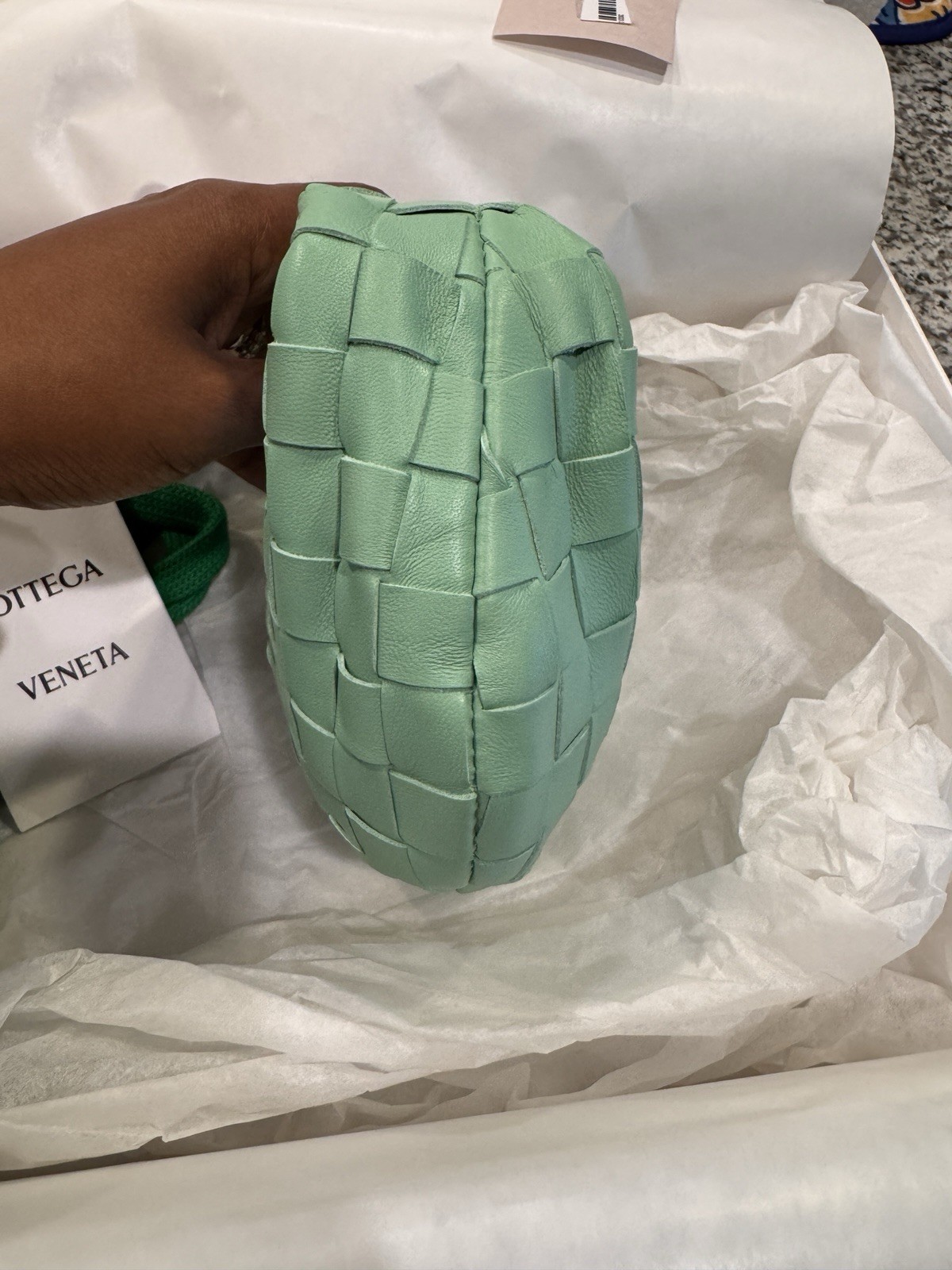 Bottega Veneta Candy Jodie Intrecciato Green Shoulder Bag Zip Gold +Dust