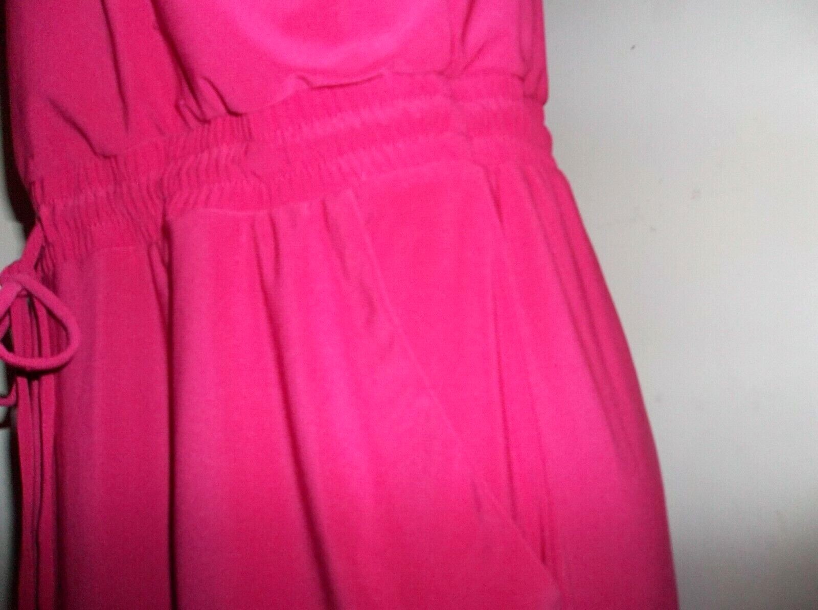 SOHO APPAREL LTD Deep Pink Career Dress Elastic Waist, Size Large, Poly/Spandex