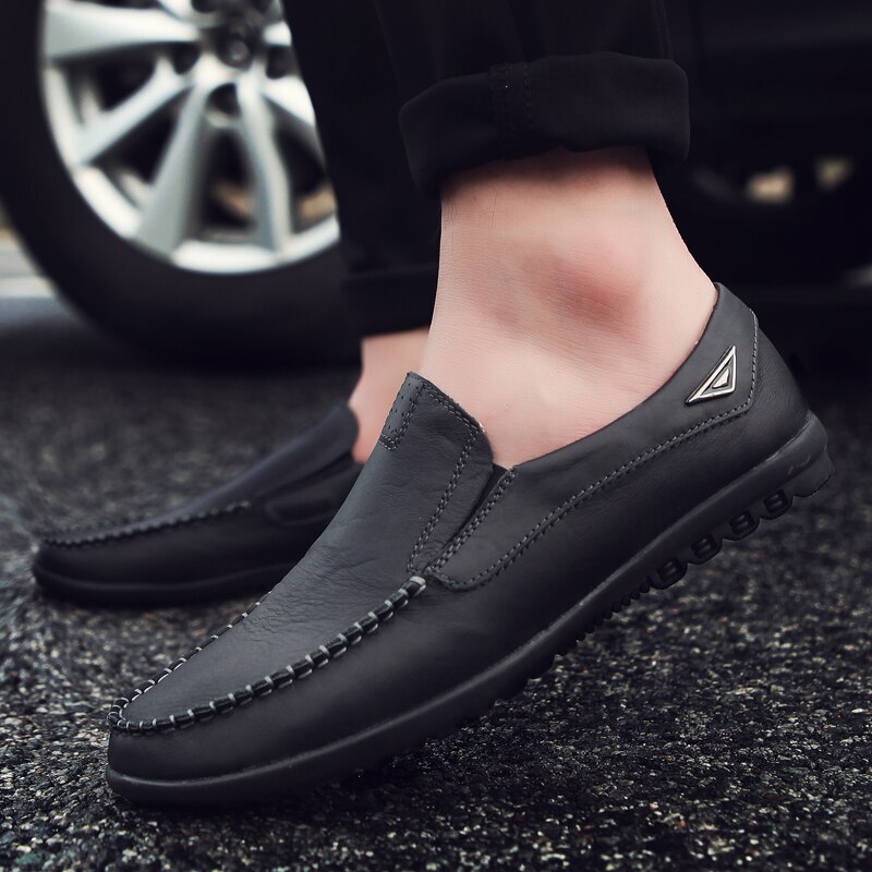 Mens Comfortable Casual Shoes Flat Loafers Genuine Leather Slip on Driving Shoes