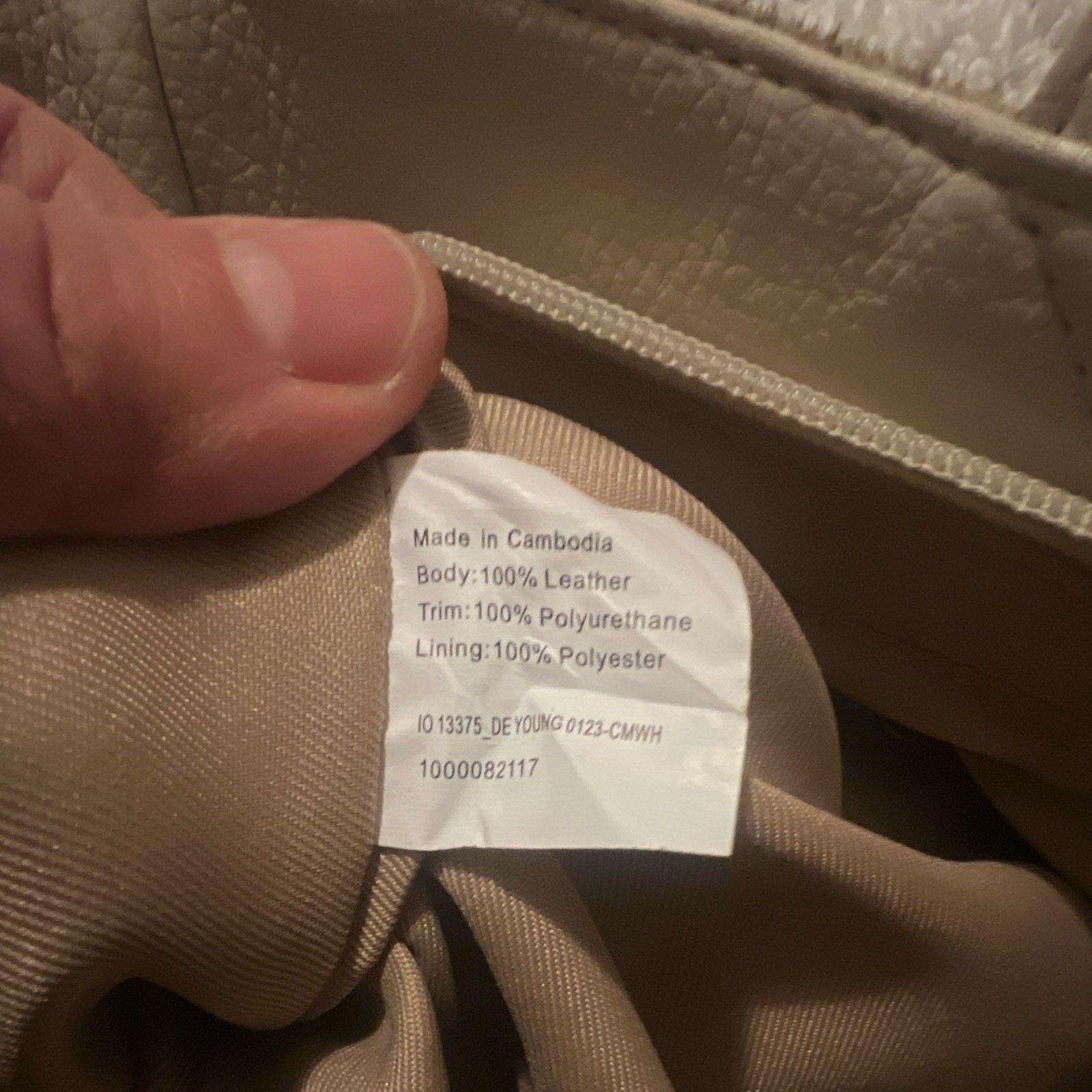 The Sak Beige Pebbled Tote Bag Zip Top Double Handles Lined Inner Pockets