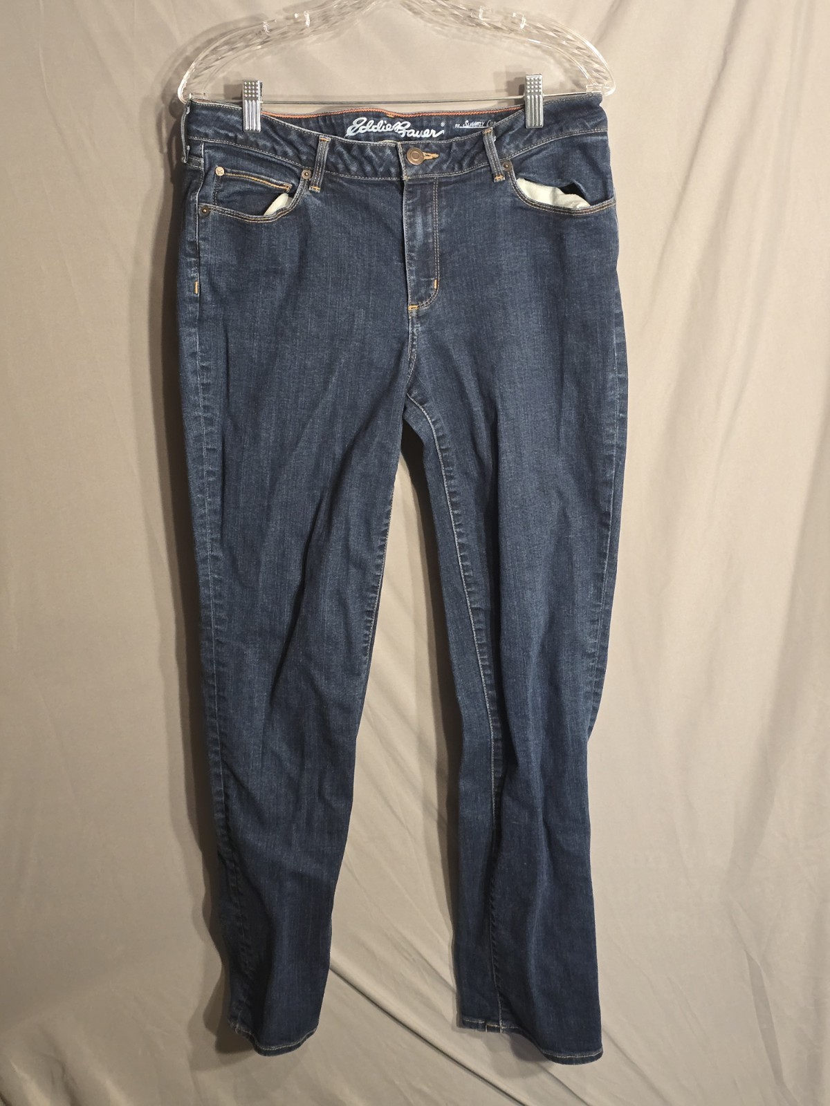 Eddie Bauer Slightly Curvy Jeans Womens 12 Blue Straight Stretch Denim