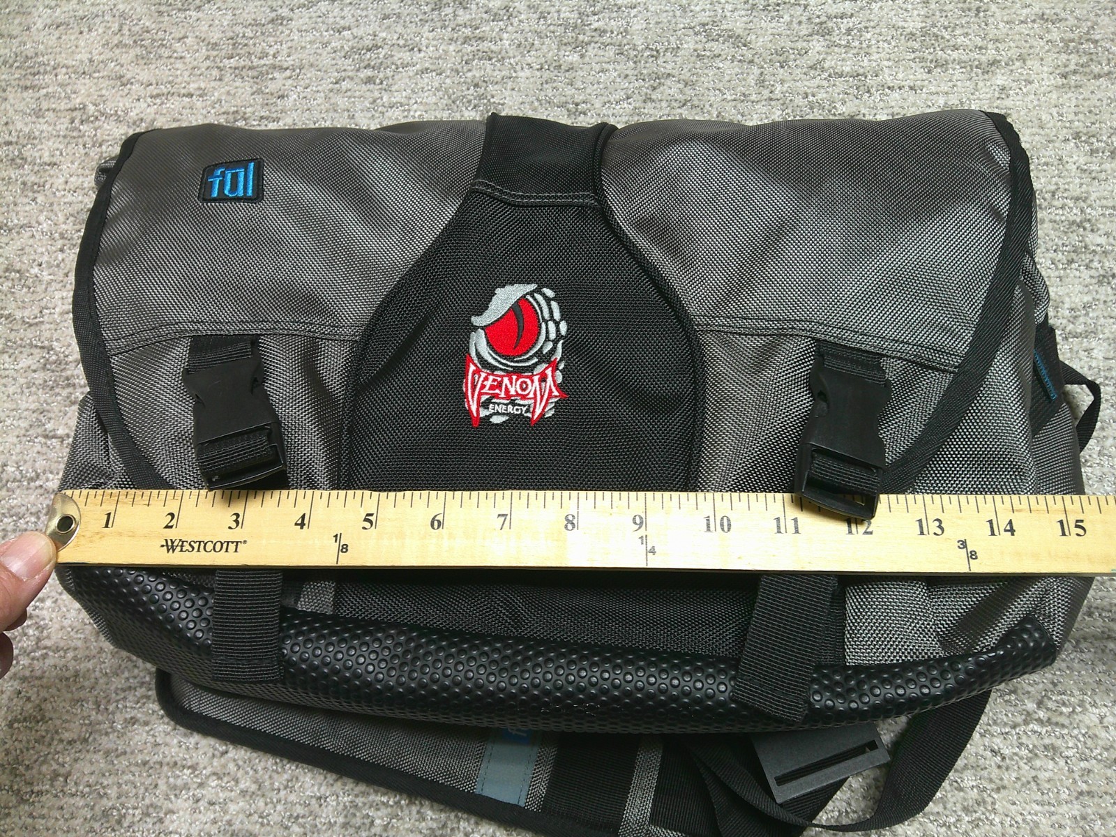 Ful Messenger Bag 18×4.5×11 Padded Laptop Black Gray Venom Energy Logo