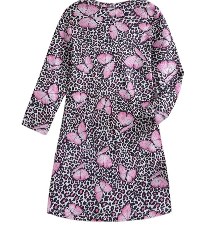 Tie Dye Girls Unicorn Print Long Sleeve Dress /gownSize 5-6