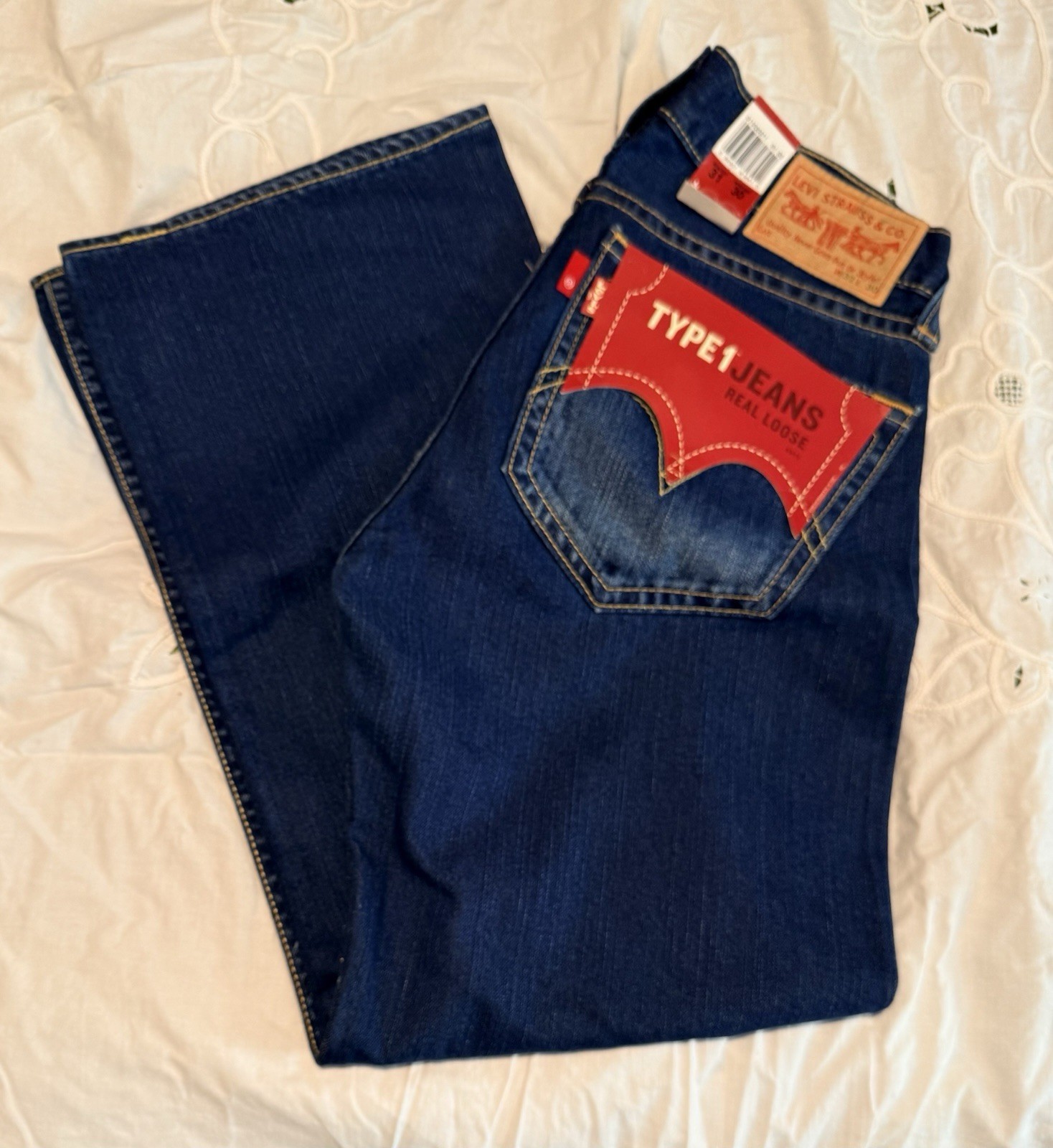 Vtg Levi Strauss Type 1 Iconic Real Loose Blue Jeans Size 31×30 Y2K NWT