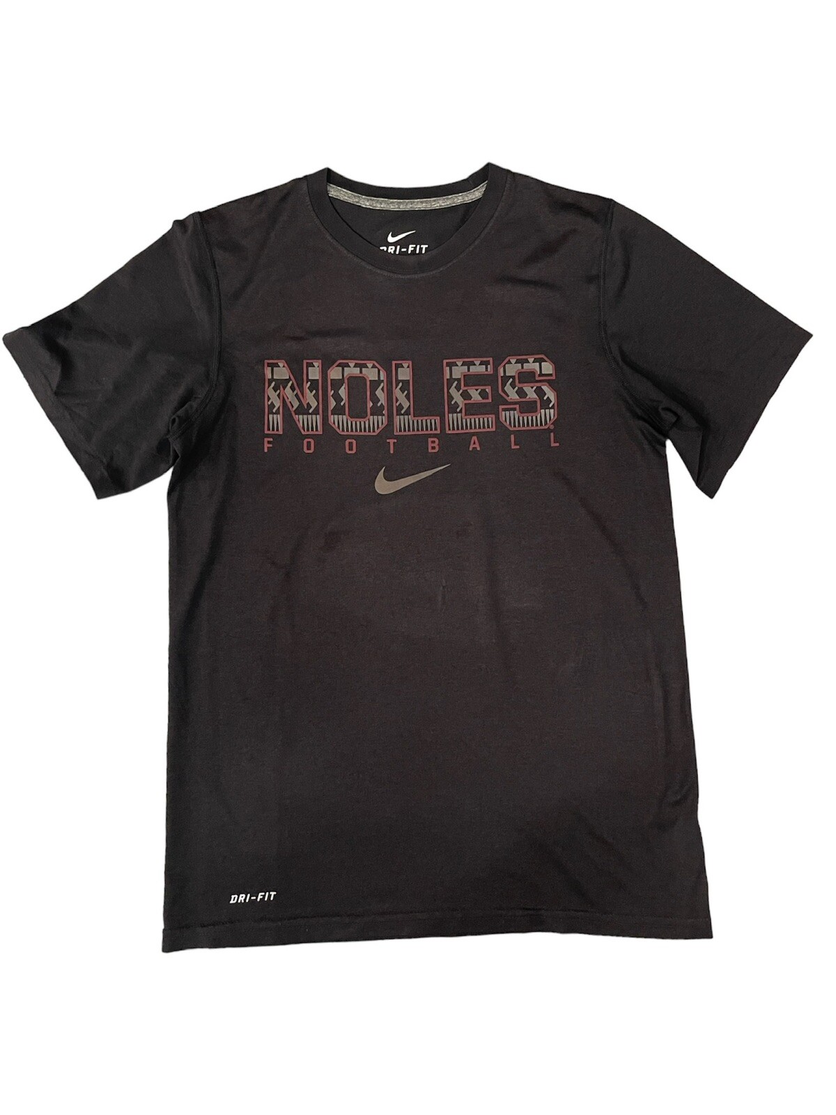 Nike T Shirt Mens Small Short Sleeve Crew Neck Football Graphic Dri Fit Black