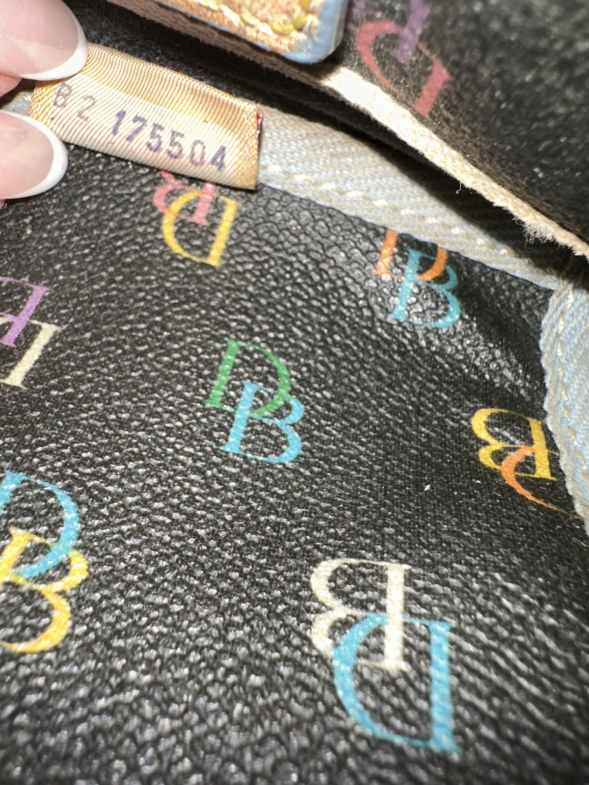 Dooney & Bourke Black/Multicolor Logo Medium Tote Double Handle Tassel Charm