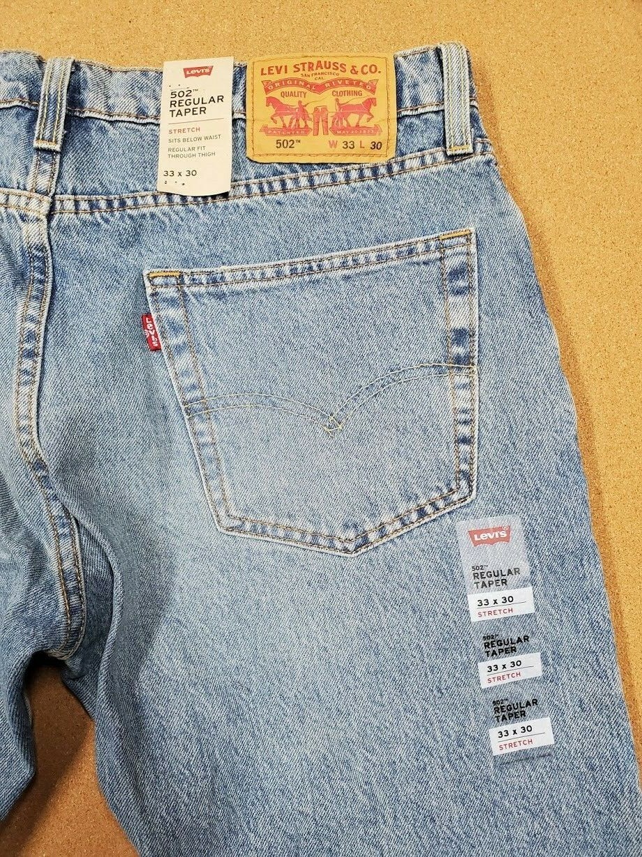 NEW LEVIS MENS 502 REGULAR TAPER DENIM STRETCH BLUE JEANS 295070249 MANY SIZES