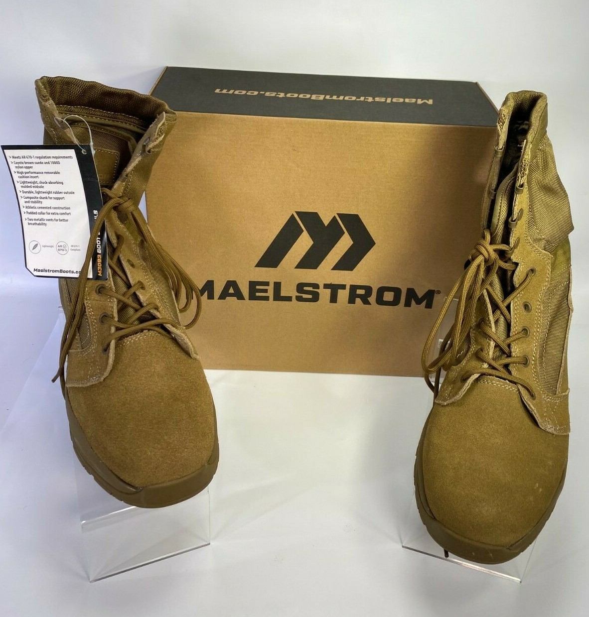 Maelstrom Mil Lite Men’s 9” Coyote Brown Military Boot AR 670-1 Compliant