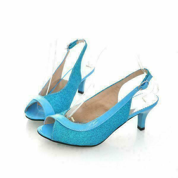 Fashion Women’s Peep toe Sandals Kitten Heel Buckle Summer Sweet Shoes Plus Size