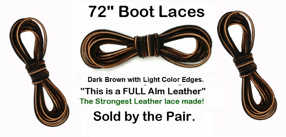 Work Boot Leather Laces Welders Logger 3 PAIRS 72″x 9/64″ Dark Brown Alm STRONG