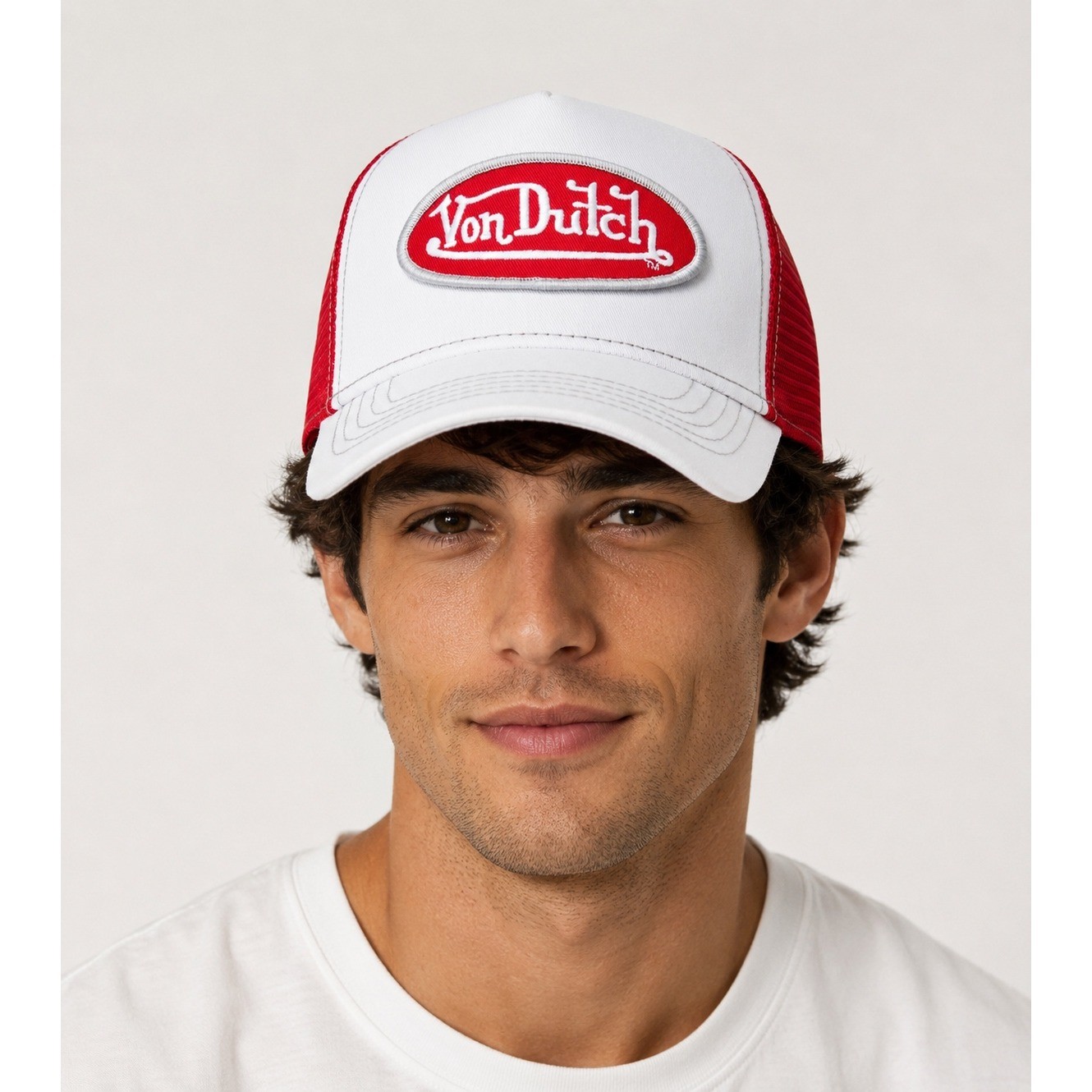 NEW Von Dutch Hat Gym RED White Patch Trucker Mesh SnapBack Cap Retro unisex Y2K
