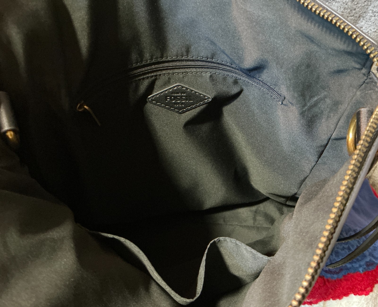 Fossil Elina Black Convertible Crossgrain Leather Zip Shoulder Backpack
