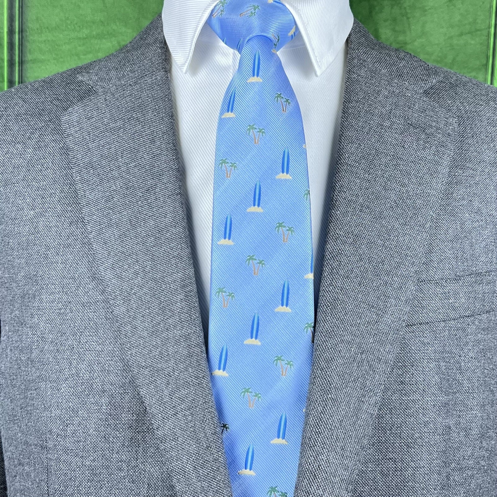 Surfing Board Coconut Tree Necktie Men Birthday Father’s Day Gift Beach Tie