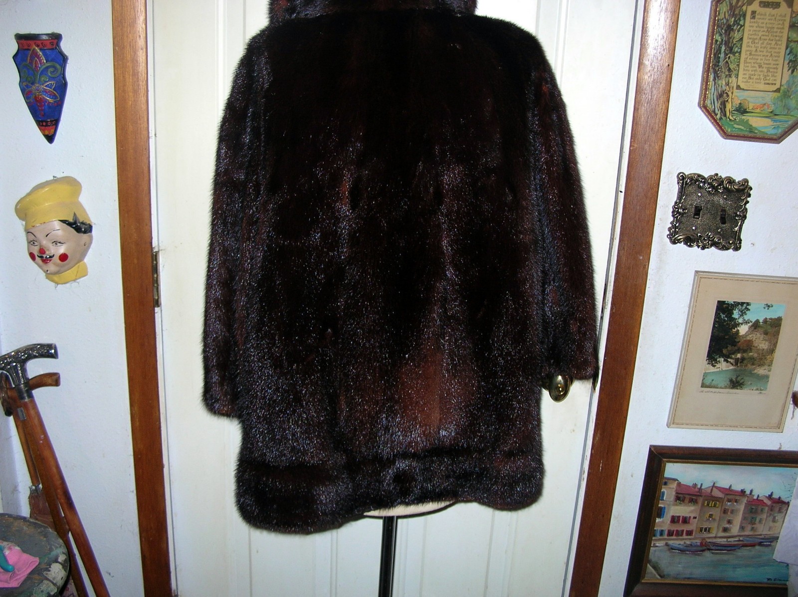 Vintage 60’s Ladies Ranch Mink Stroller Jacket..3/4 Sleeve/Pockets..Size Large