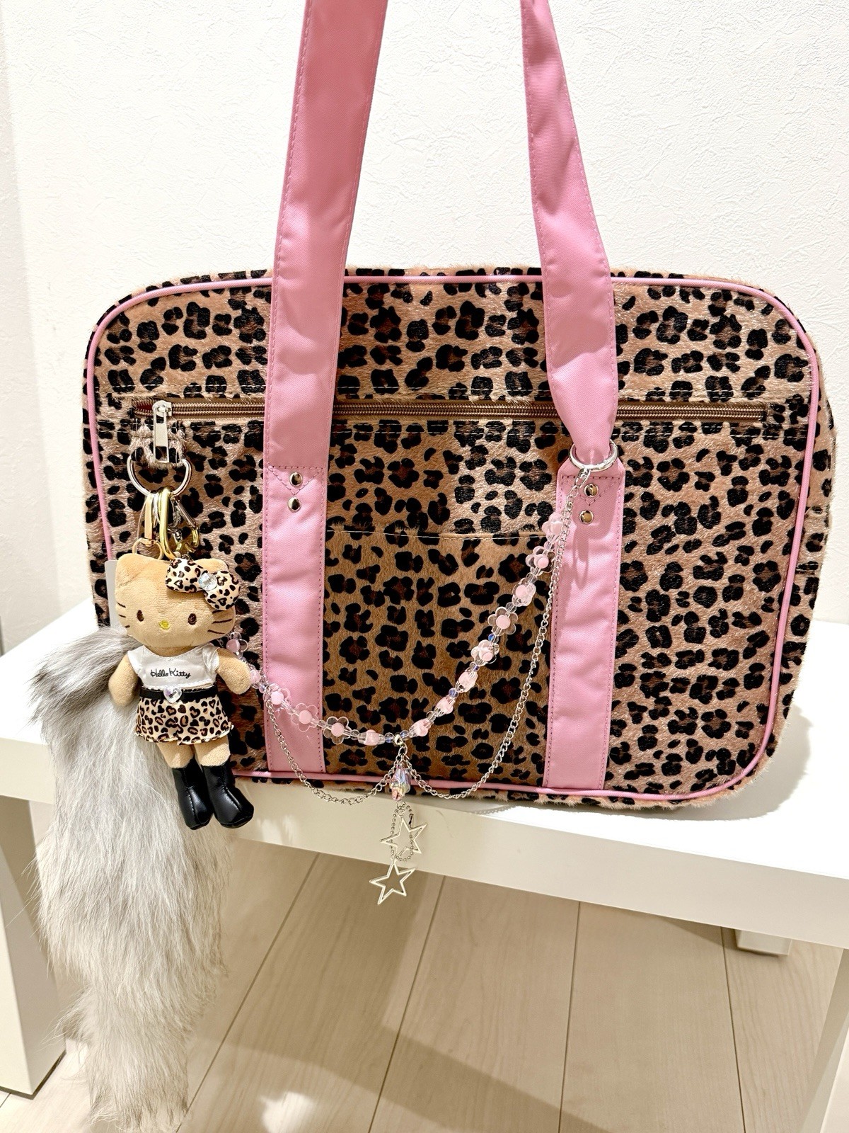Hello Kitty Y2K Gyaru Leopard School Bag 4pc Set Pink Japan Exclusive Harajuku