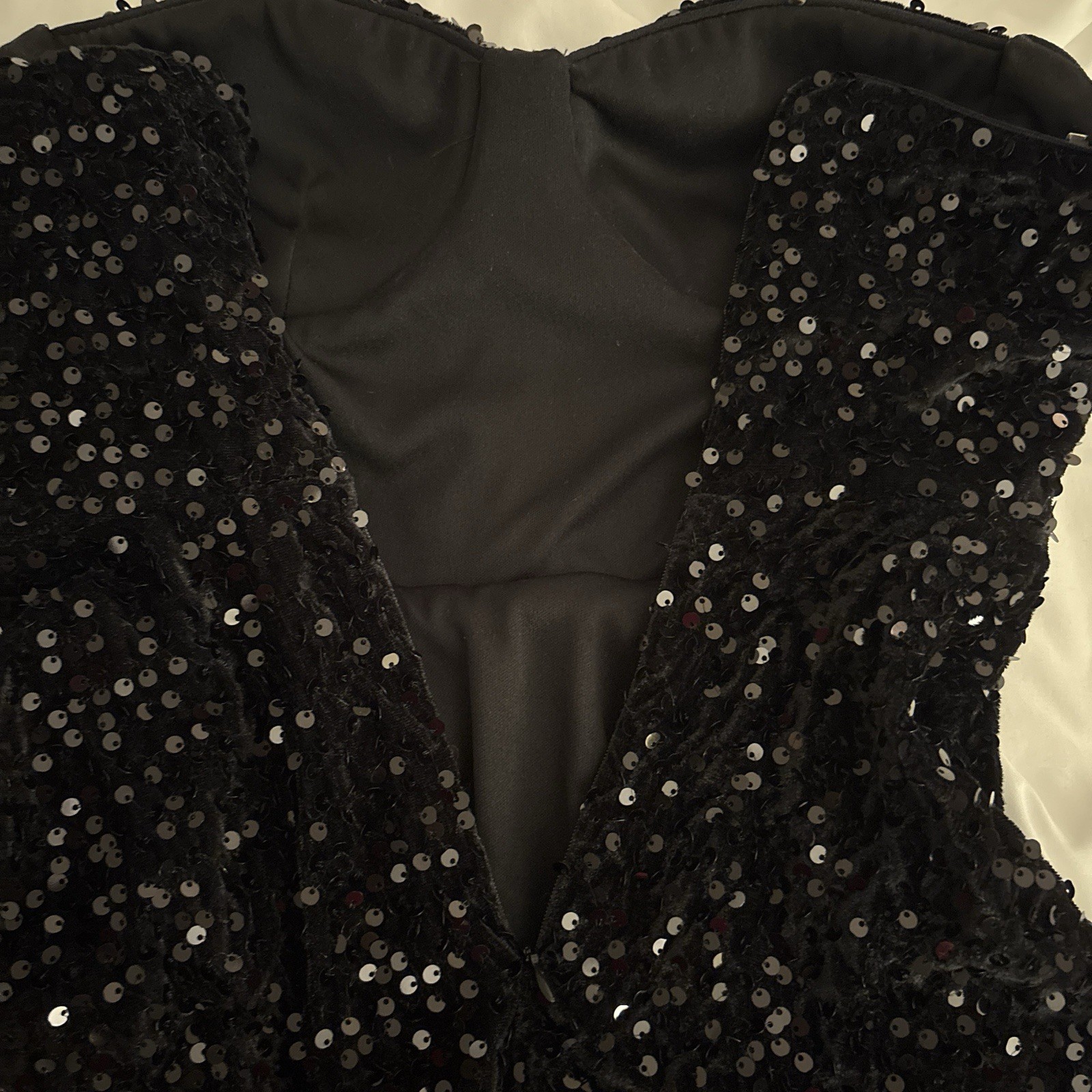 Women’s Black Strapless Sweetheart Sequin Romper One-Piece Party/Cocktail