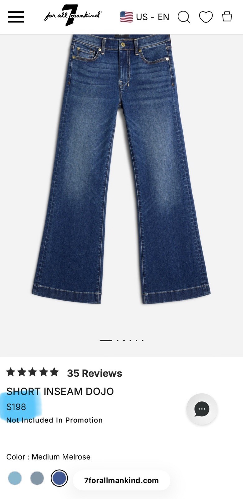 🔥 7 For All Mankind Dojo Flare Original Trouser • MSRP $198! • Size 29 • NWT 🔥