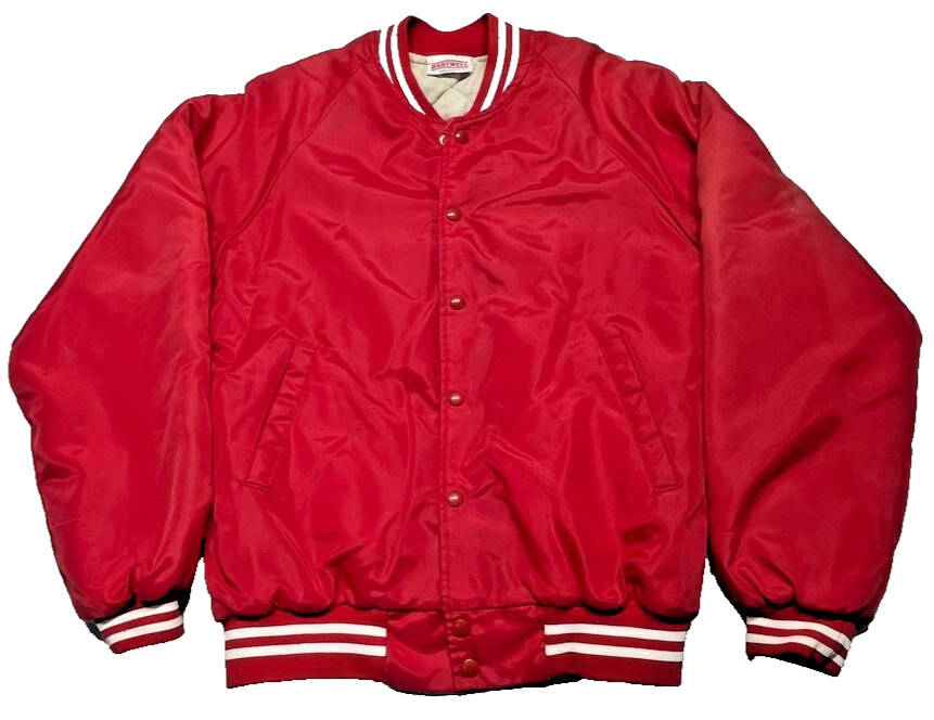 Vintage 80s Hartwell Jacket Mens Medium Red Dinosaur Truck Stop Snaps Sinclair