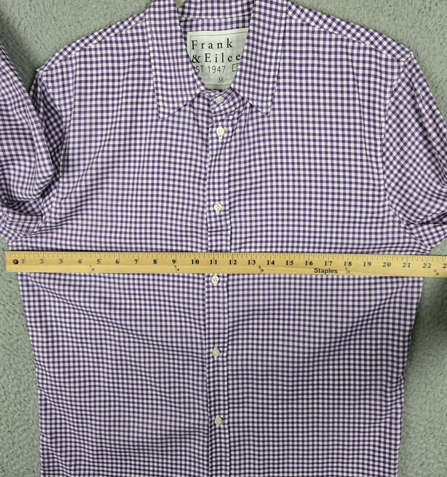 Frank & Eileen “Paul” Shirt Long Sleeve Cotton Casual Purple Gingham Mens Medium