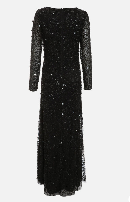 Quiz Embellished Black Sparkle Evening Dress Gown – sz 6 / 10 UK -msrp $350