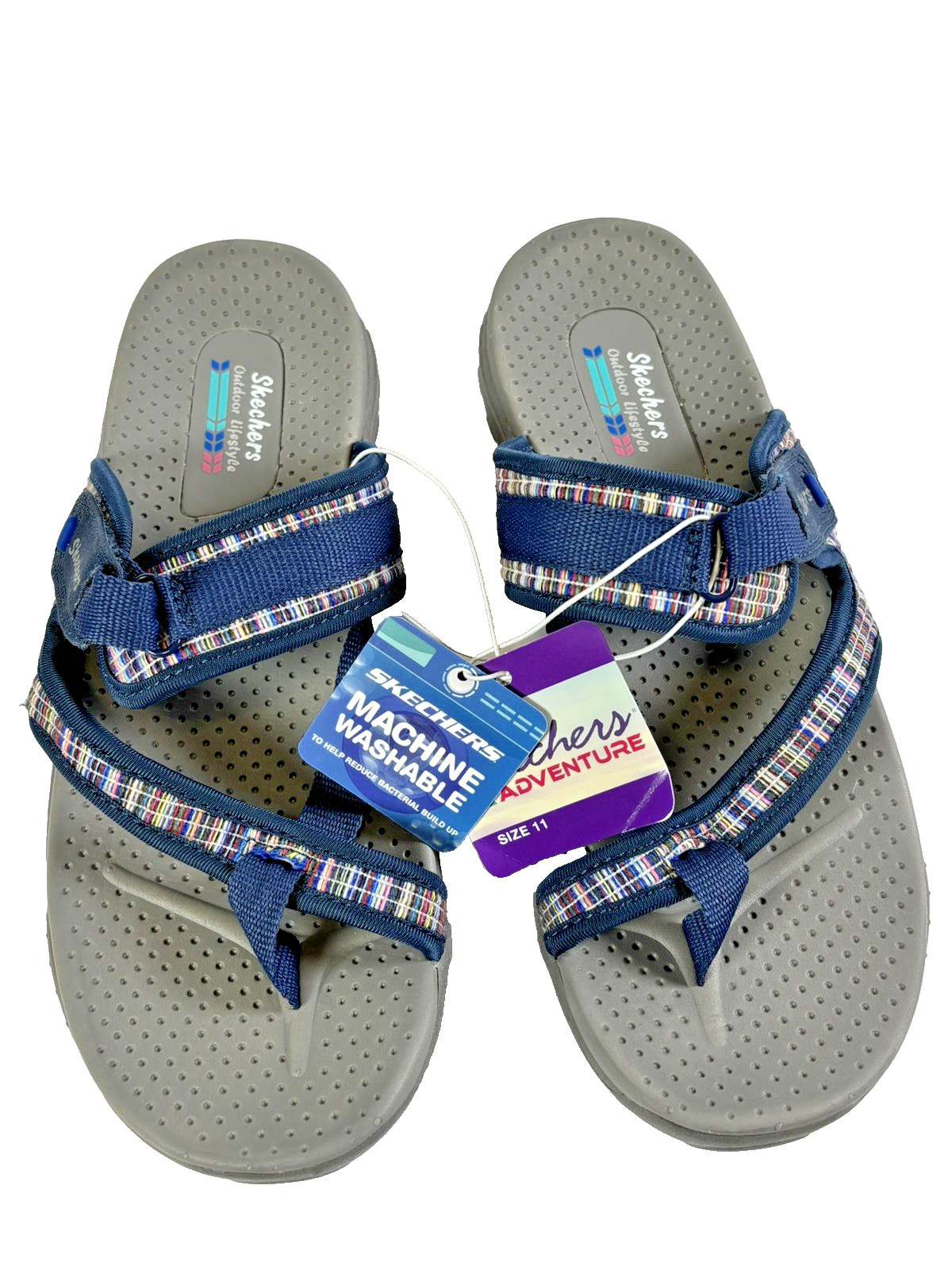 Skechers Women’s Reggae Adventure Toe Thong Woven Sandal Sporty Blue Size 11 NWT