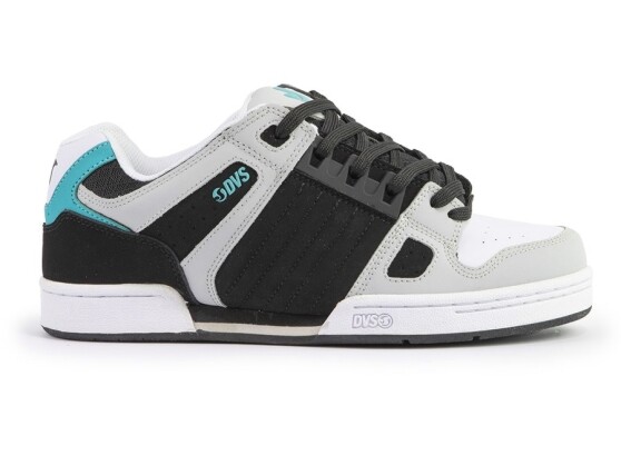 Mens DVS Celsius Skateboarding Shoes NIB Black Charcoal Turquoise White Nubuck