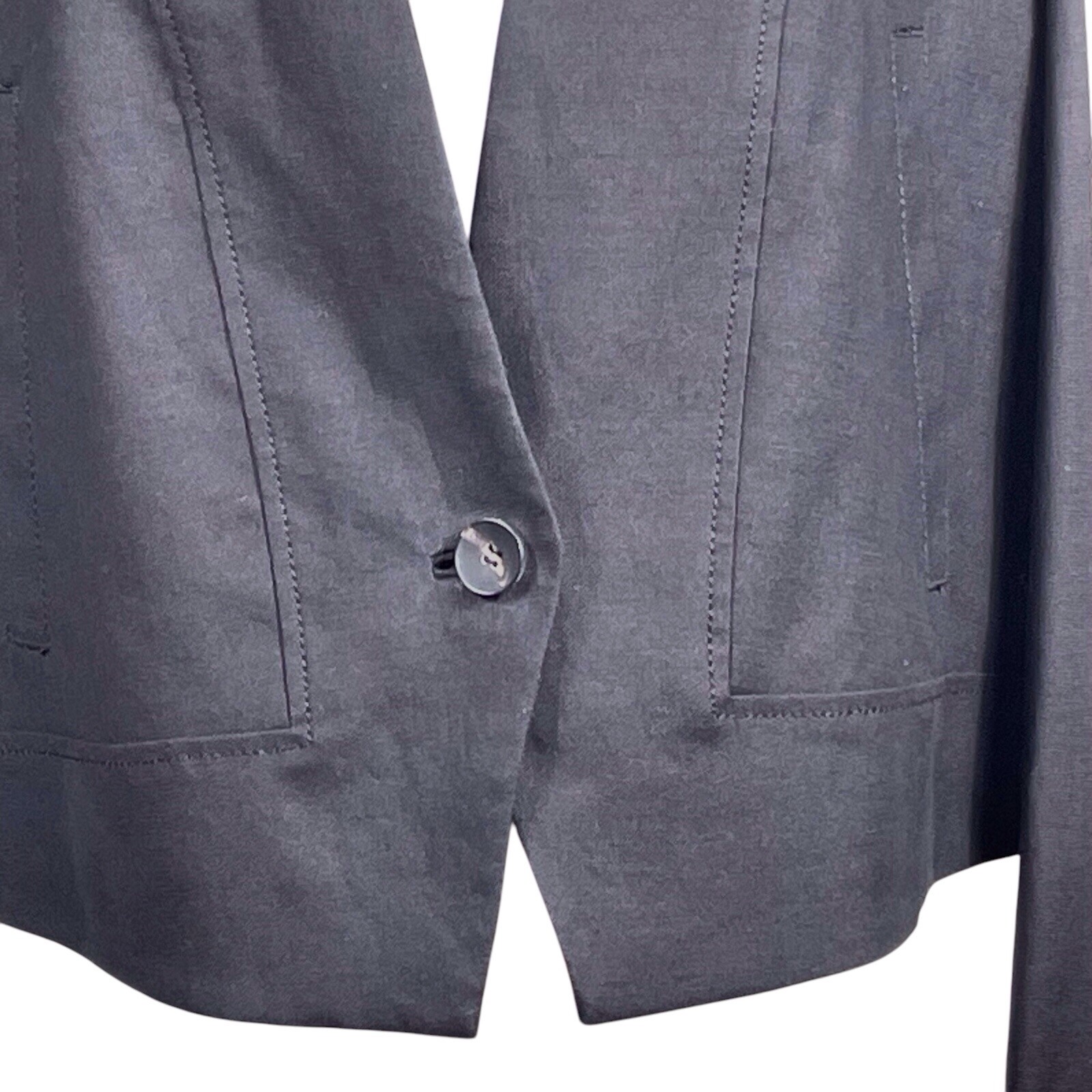 Helmut Lang Cropped Colorblock Blazer Size 6 Black White One-Button Tailored