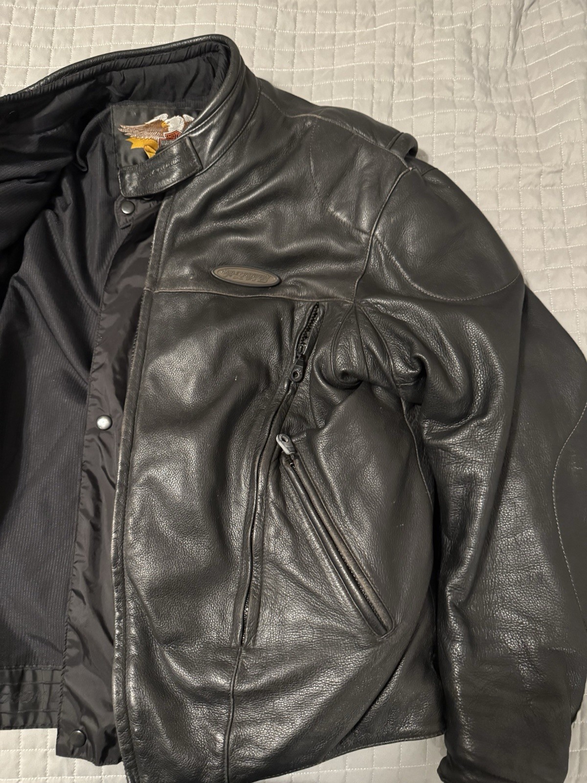Harley-Davidson FXRG Leather Jacket Men’s Large Black Waterproof Liner