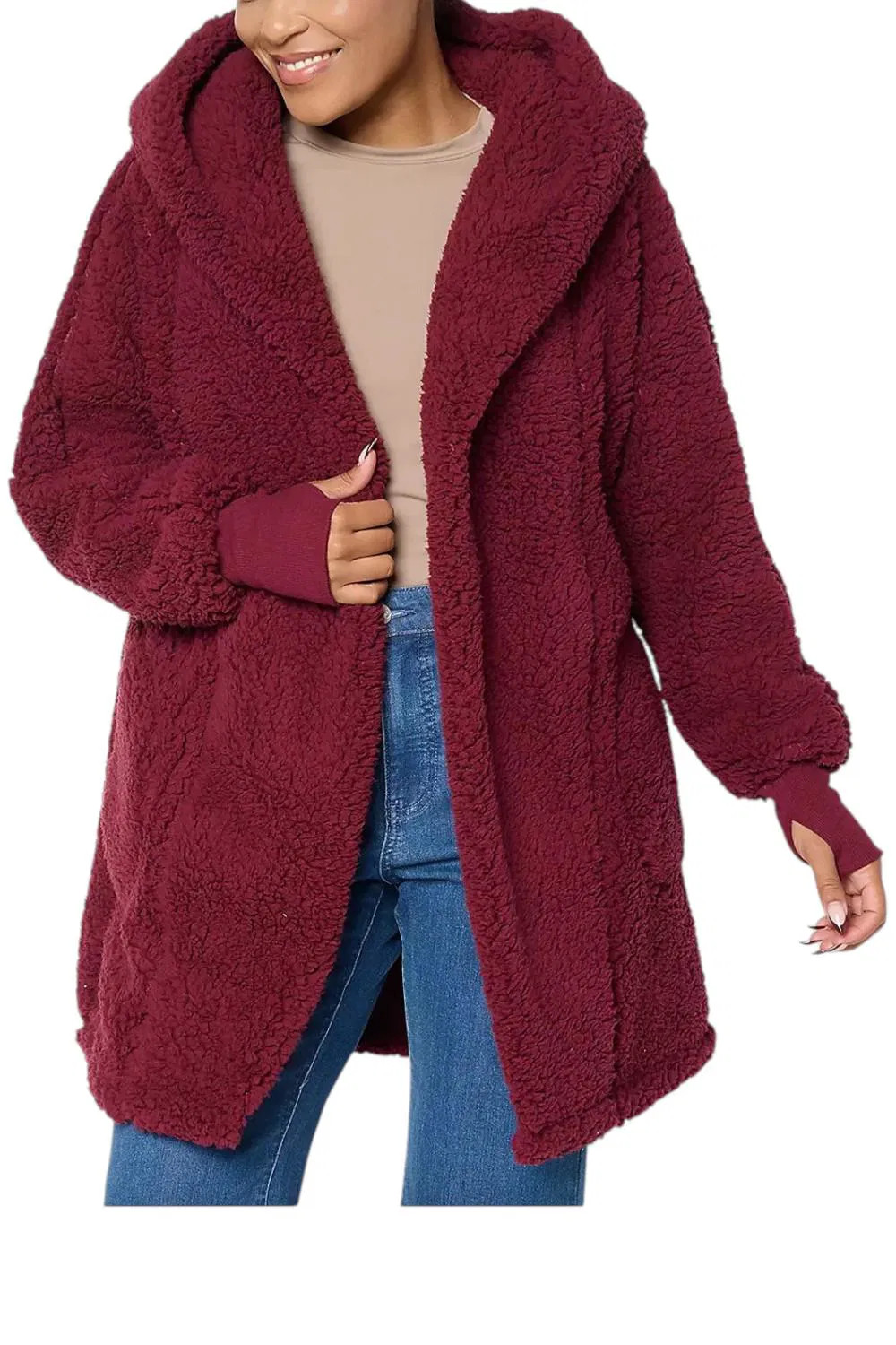 By Jill Martin Women’s Sherpa Embroidered Hooded Lounger Windsor Wine