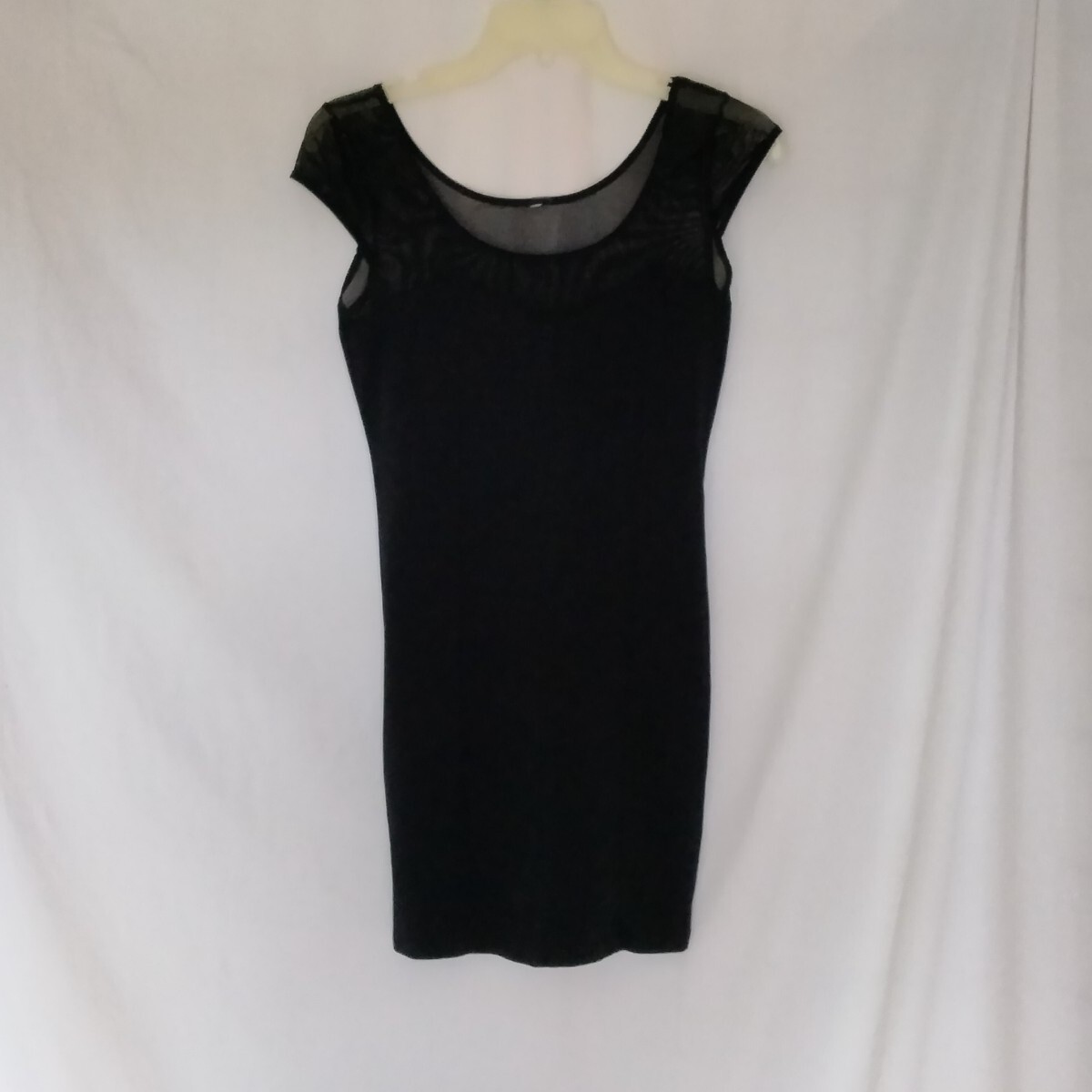 Lace Sheer Sleeveless Black Mesh Panel Glitter Size M/L Dress