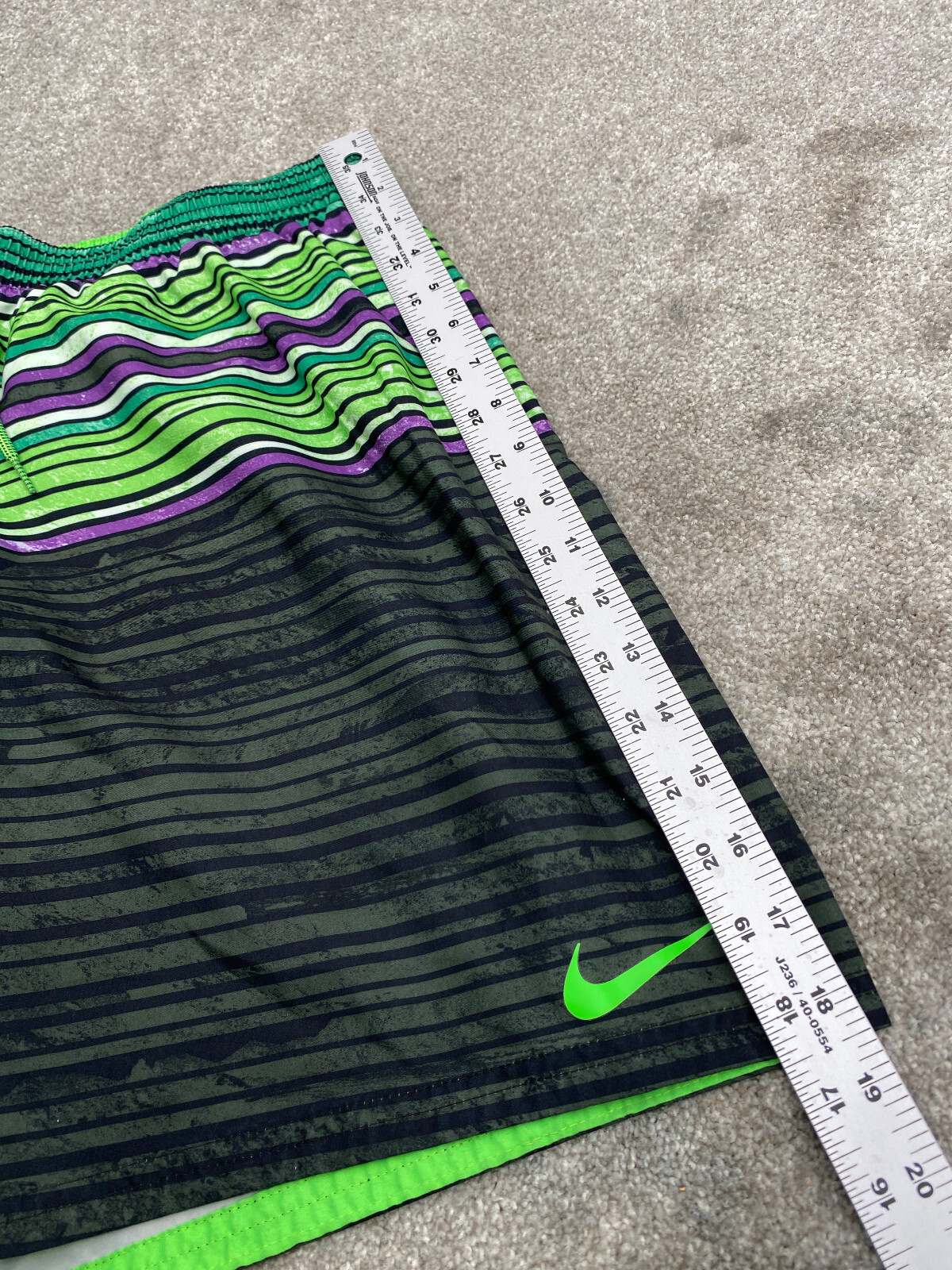 Nike Mens Volley Core Swim Shorts NESSB465-364 2XL Green Black Striped 6570