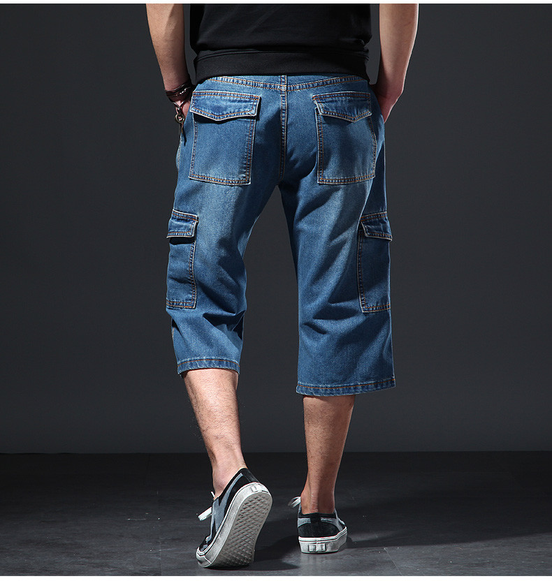 New Men’s Jeans Denim Cargo Combat Shorts Summer Casual Multi Pocket Pant W30-48