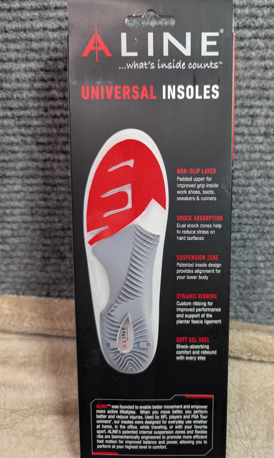 ALINE Universal Shoe Insoles Medium Men’s size: 8 – 9 Women’s 9-10 Arch Support