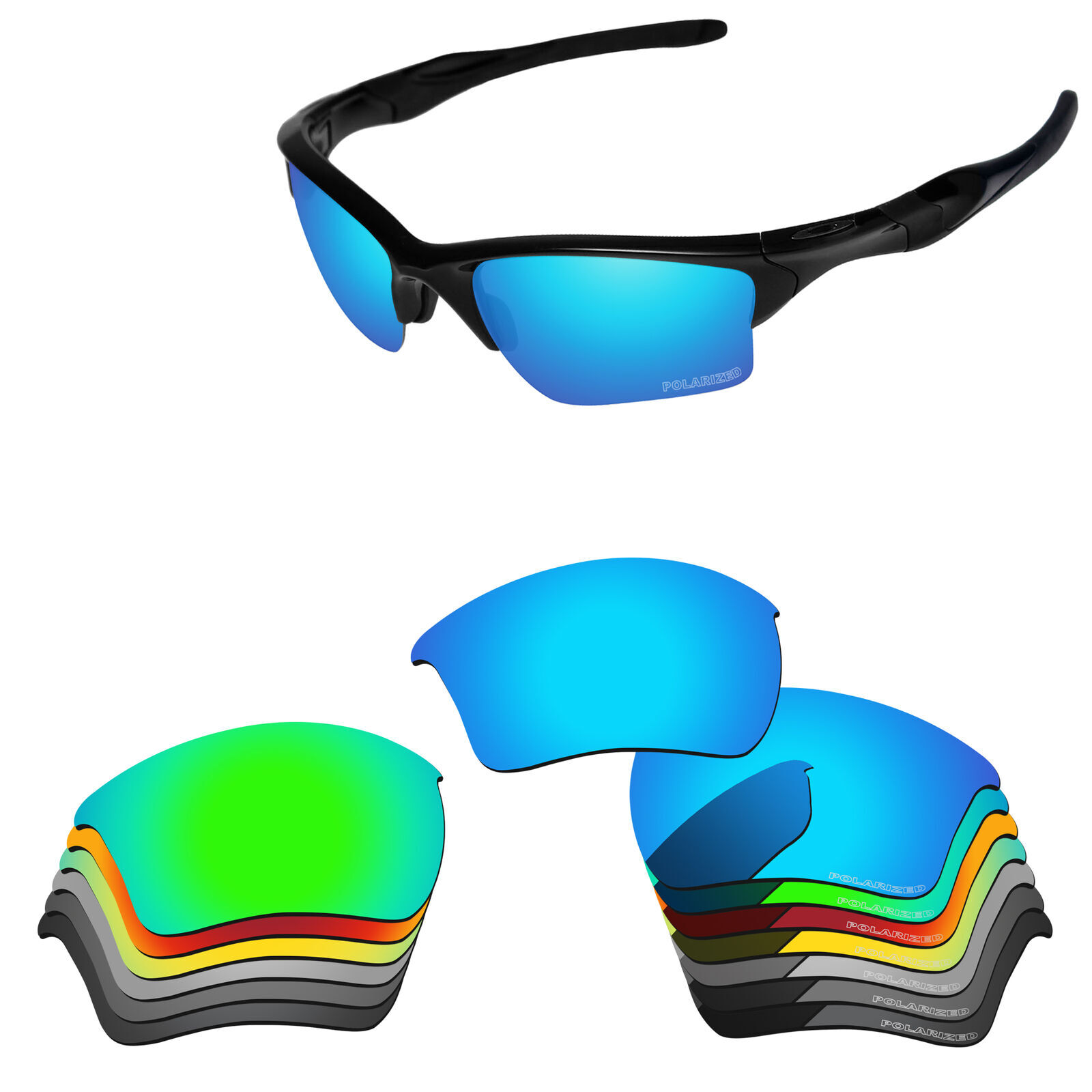 Lenslog POLARIZED ETCHED Replacement Lens For-Oakley Half Jacket 2.0 XL OO9154
