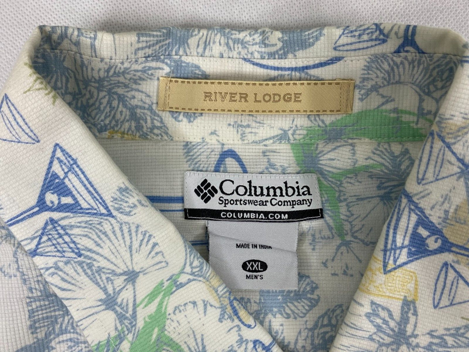 Columbia Men XXL Shirt Martini Marlin Print River Lodge Fishing Camp