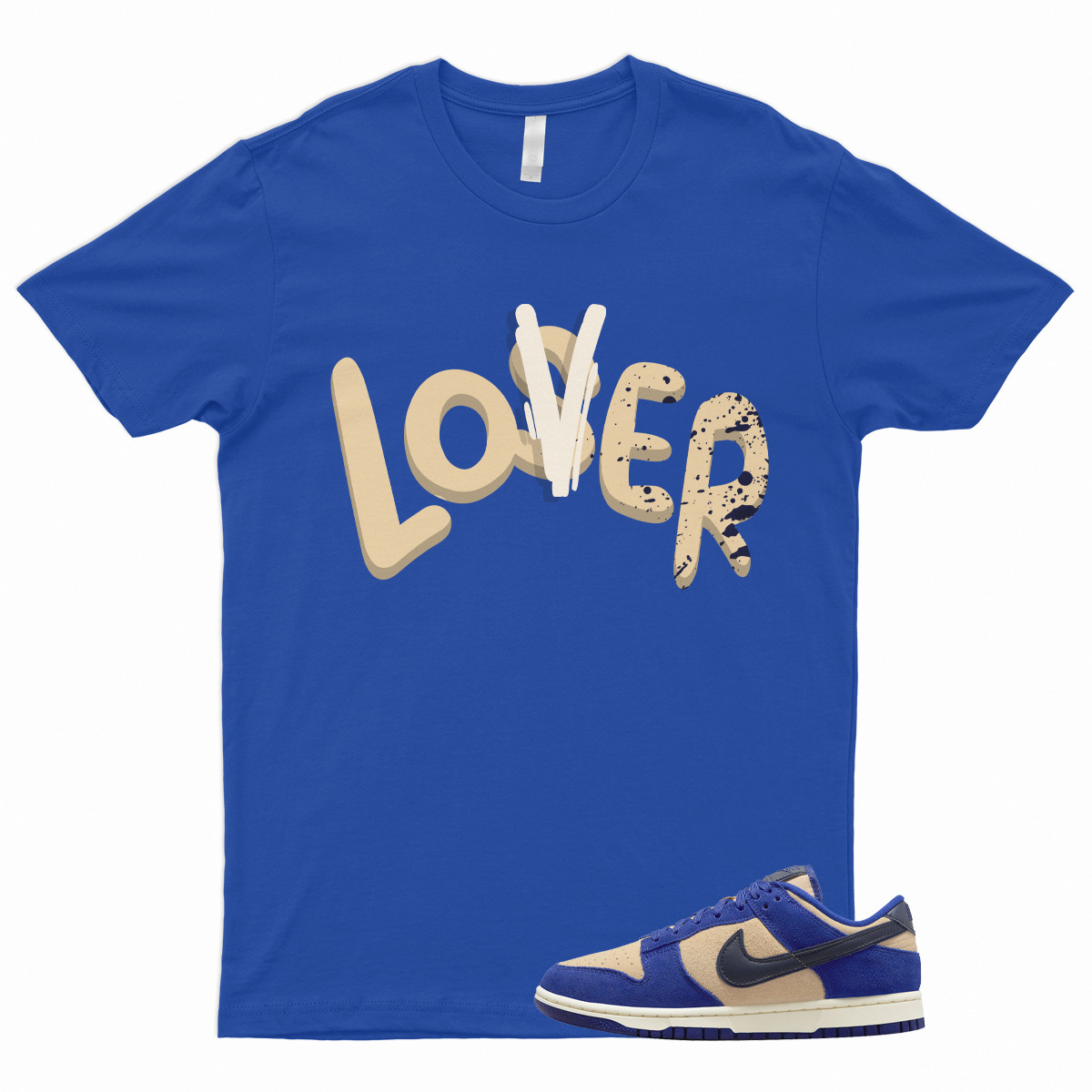 LOVER T Shirt to Match Dunk Low Blue Suede Tan Cream Midnight Navy Royal 1 Bagel
