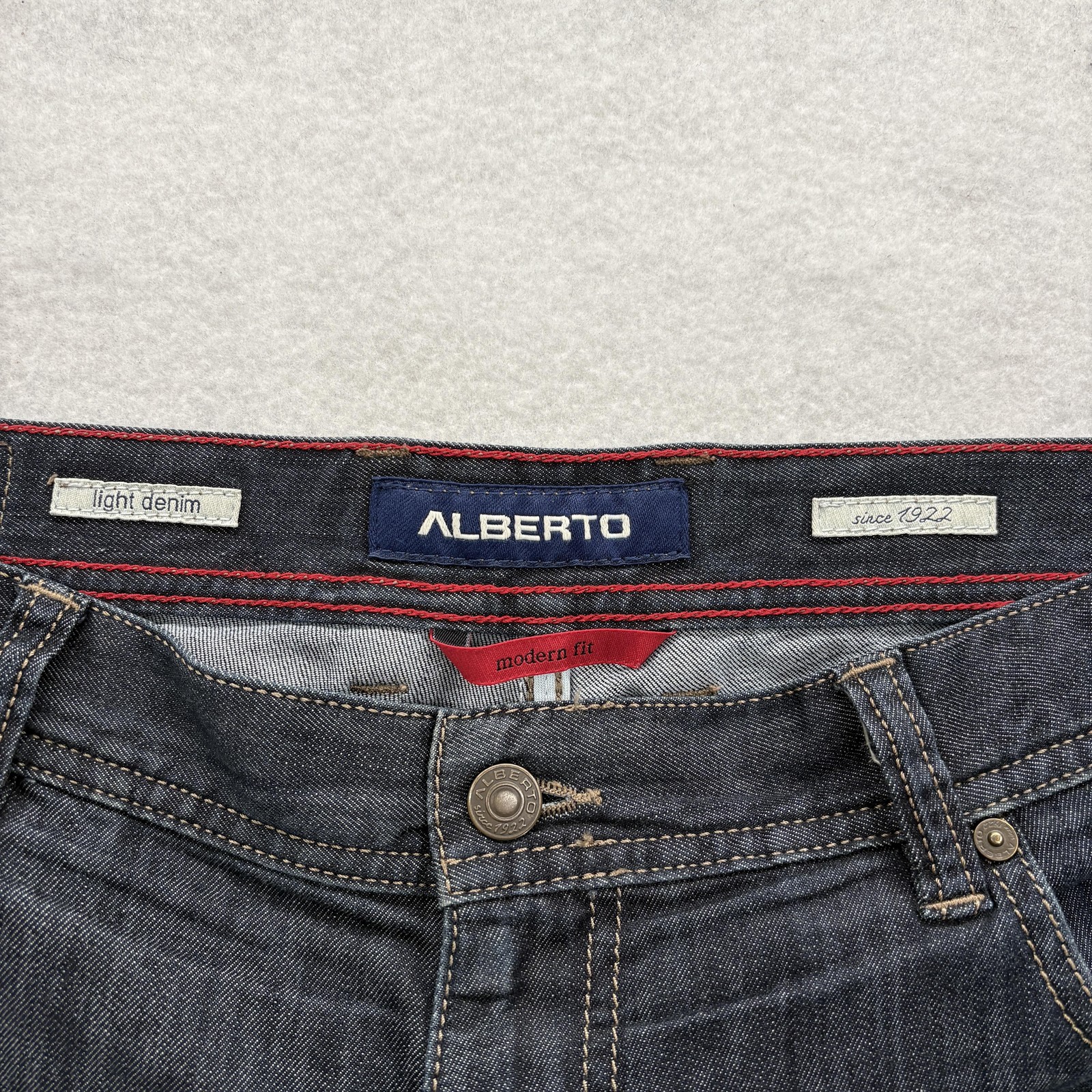 Alberto Stone Modern Fit Jeans Mens 36×32 Blue Dark Wash Regular Stretch Denim