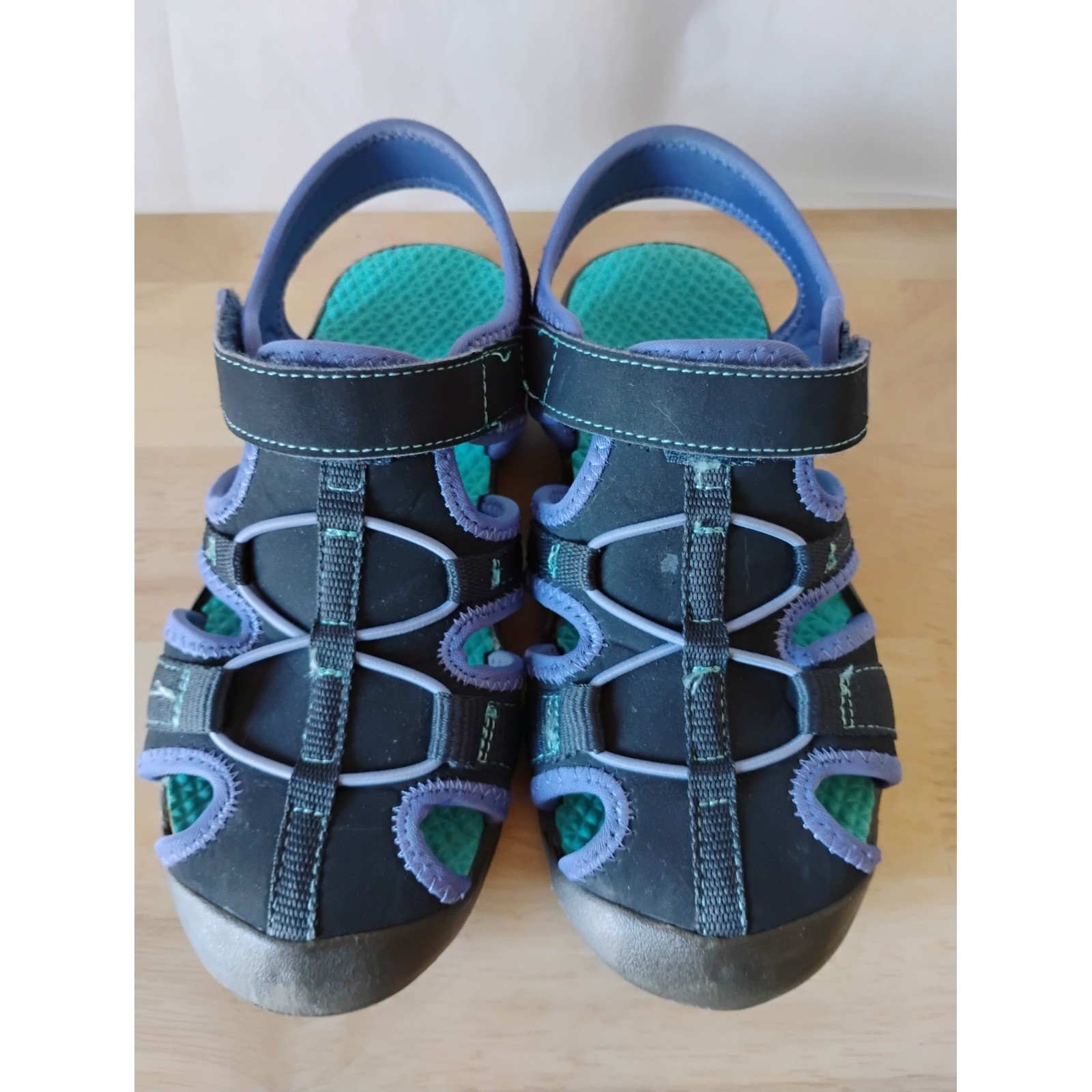 Ozark Trail Kids Navy Blue Teal Closed Toe Water Sandals Hiking Shoes Size 1