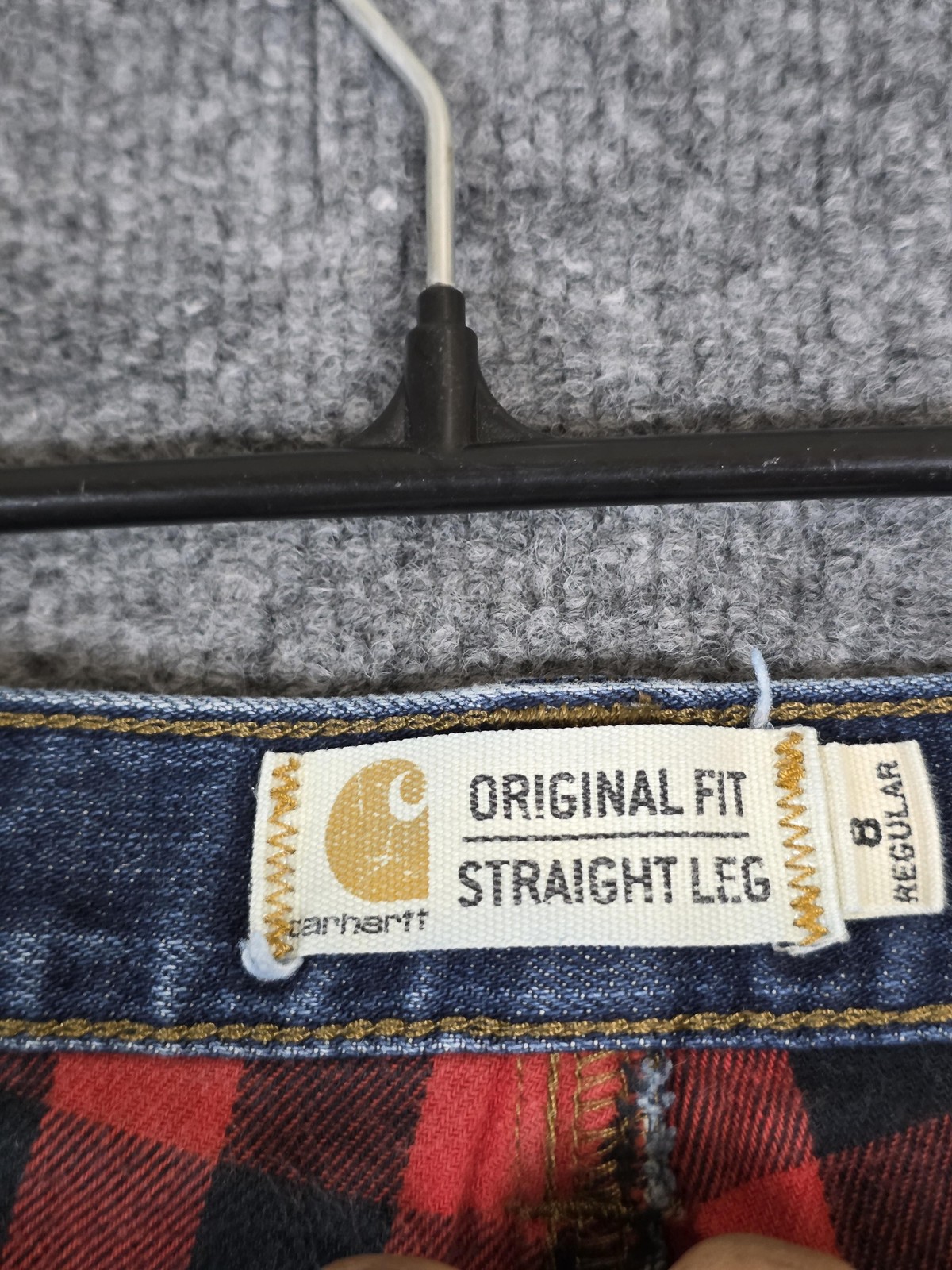 Carhartt Jeans Womens 8 Regular Blue Flannel Lined Original Fit Straight 102729